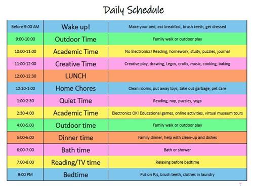 Suggested Daily Schedule 